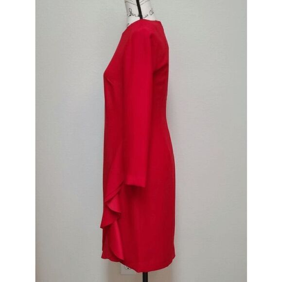 ❤️ BANANA REPUBLIC Ruffle 3/4 Sleeves Classy Shift Red Dress SIZE 0 - Picture 5 of 15